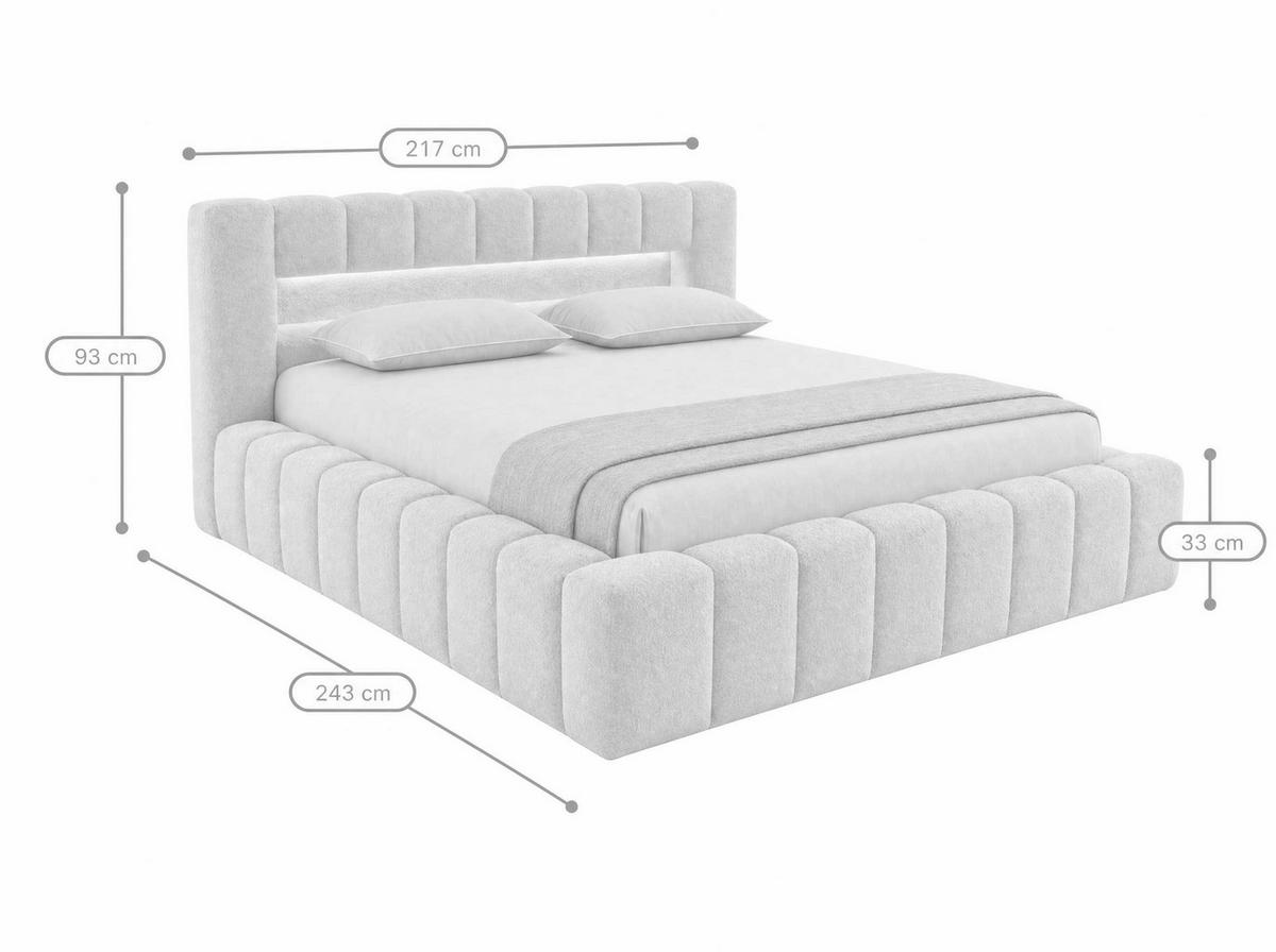 POLSTERBETT Mira-Lights Hellbeige 180/200 cm mit Bettkasten, Matratzen - Beige, Textil/Metall (180/200cm) - wonello