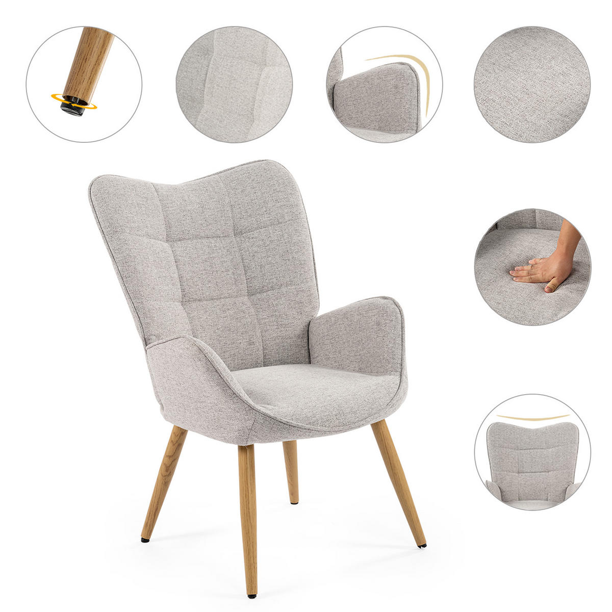 SESSEL-SET 2 Stück in Eisen Webstoff - Grau, Textil/Metall (62/90.5/72cm) - Meubles Cosy