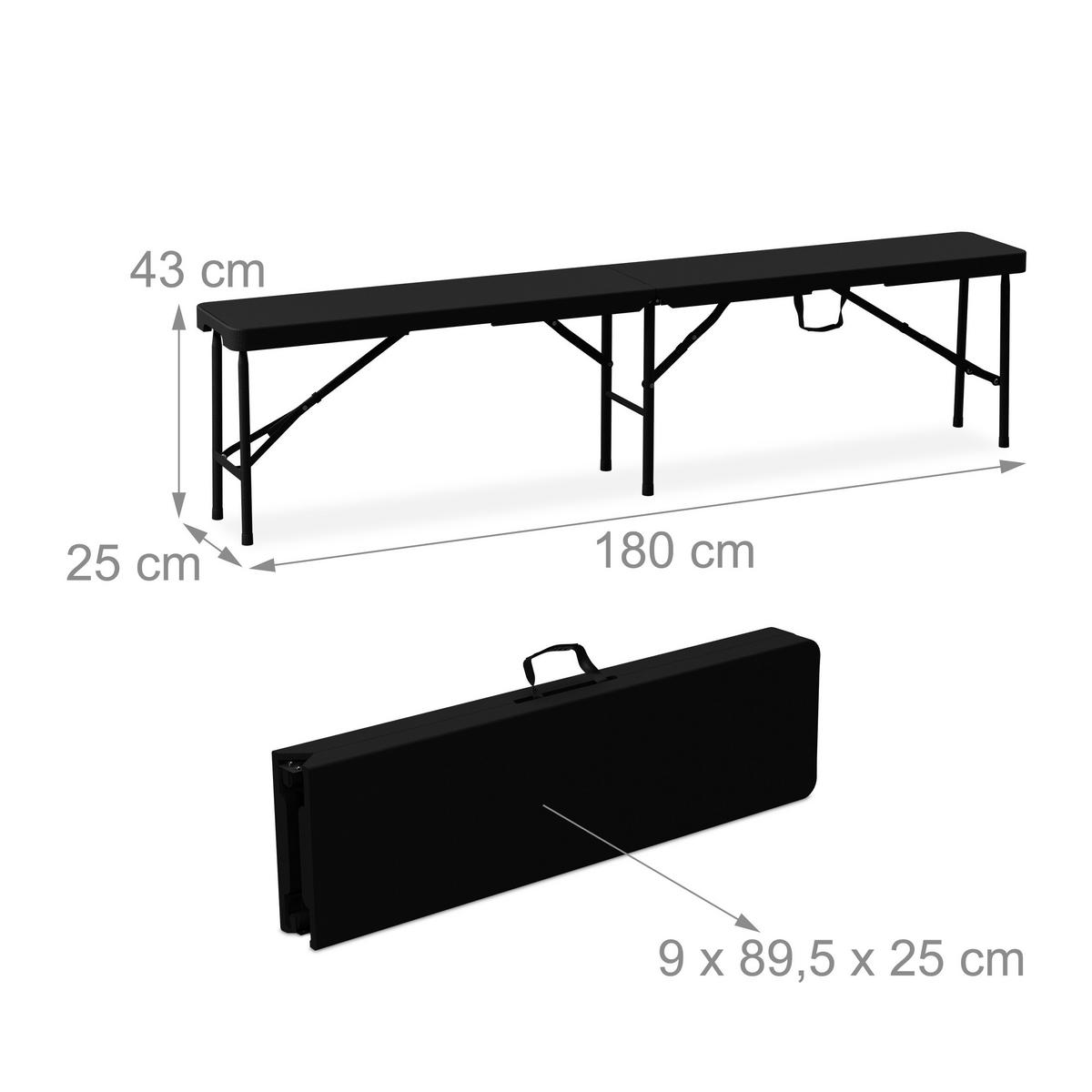 BIERZELTGARNITUR Schwarz 3-tlg.-Set klappbar - Schwarz, Kunststoff/Metall - Relaxdays