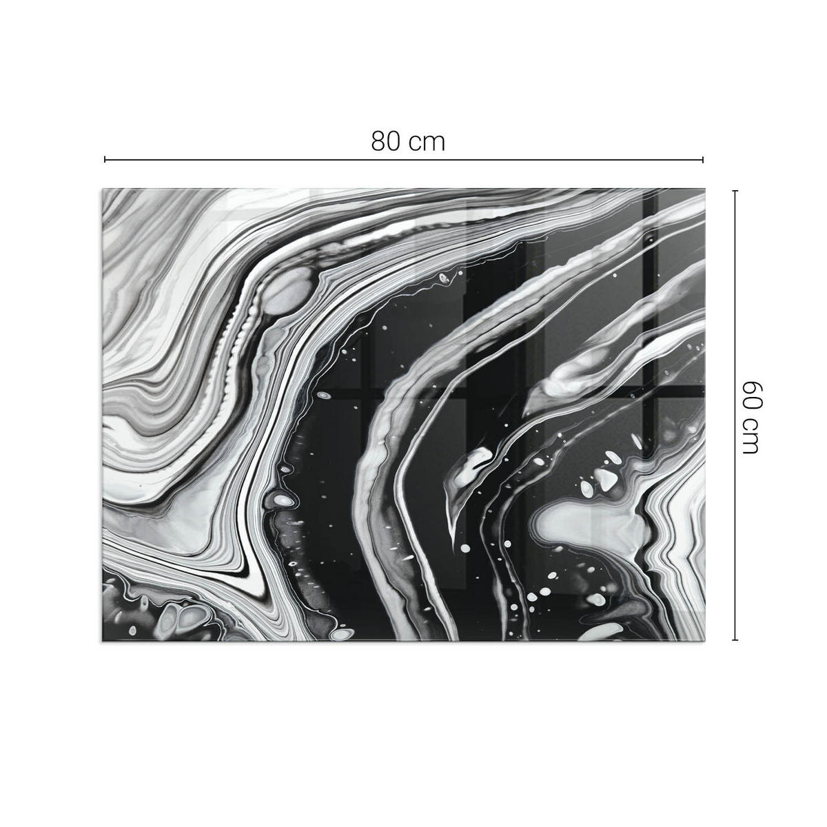 GLASPLATTE für Kamin 80x60 cm Schwarz Weiß - Multicolor, Glas (80/60/0.4cm) - ArtPrintCave