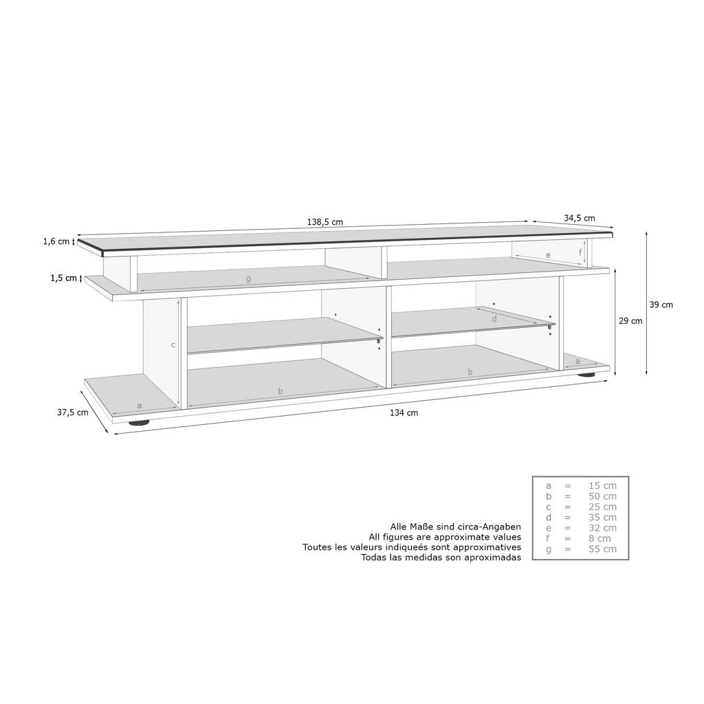 Thumbnail - Vladon Lowboard, Sand, Holzwerkstoff, 138.5x39x37.5 cm, Wohnzimmer, Wohnwände, Lowboards, Lowboards stehend