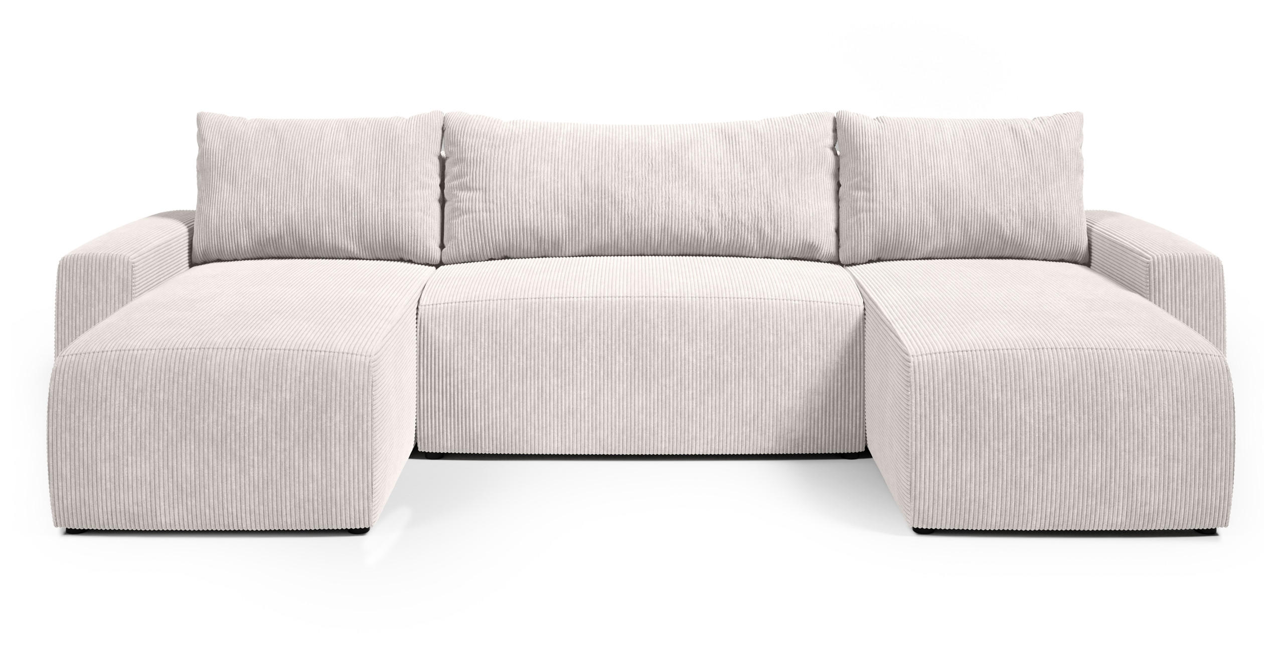 WOHNLANDSCHAFT Plush mit Schlaffunktion Weiß Cord - Creme, Kunststoff/Textil (315/72/145cm) - Bromarkt