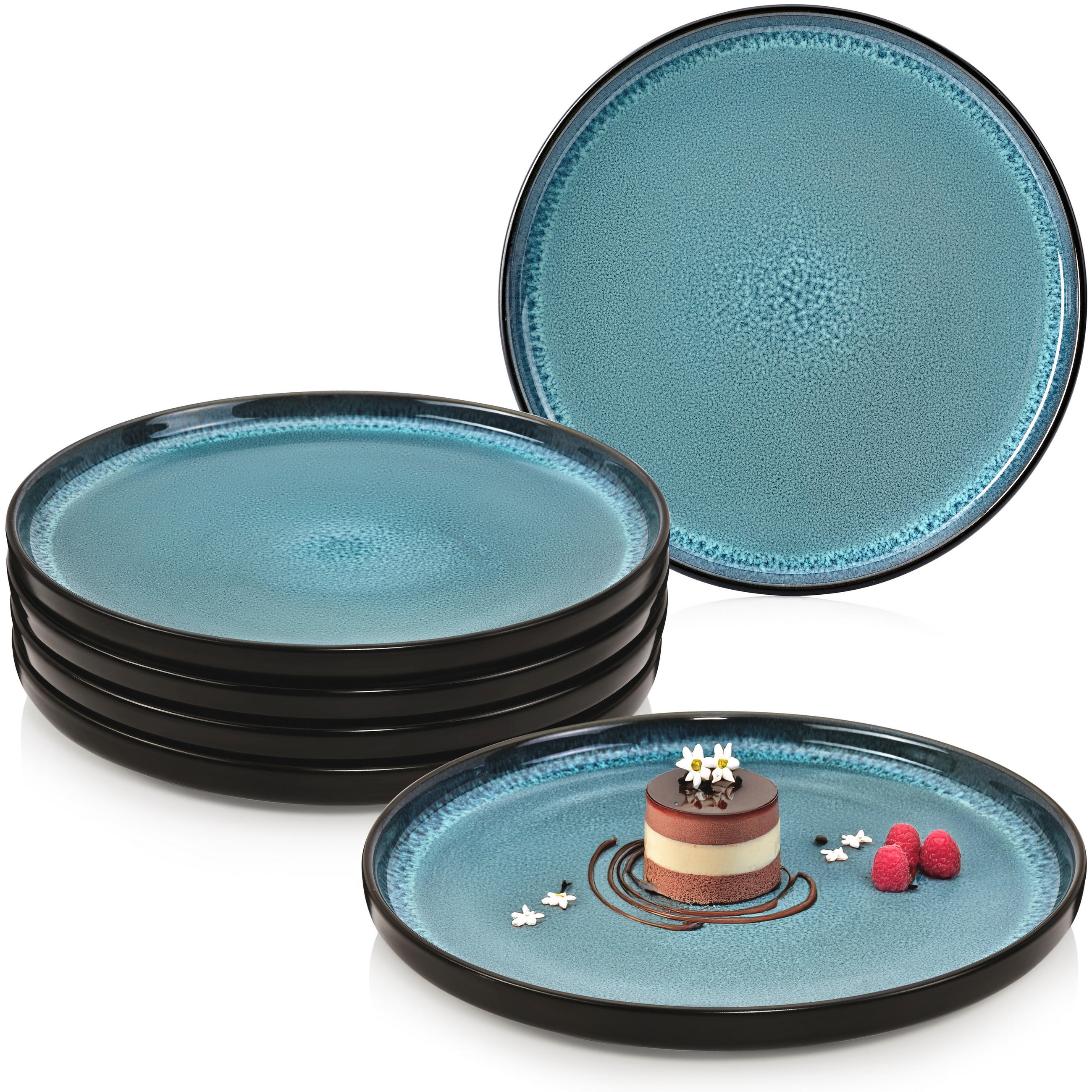 DESSERTTELLER SET VIGO - 6 teilig aus Steingut - Blau, Stein (20.3cm) - Sänger
