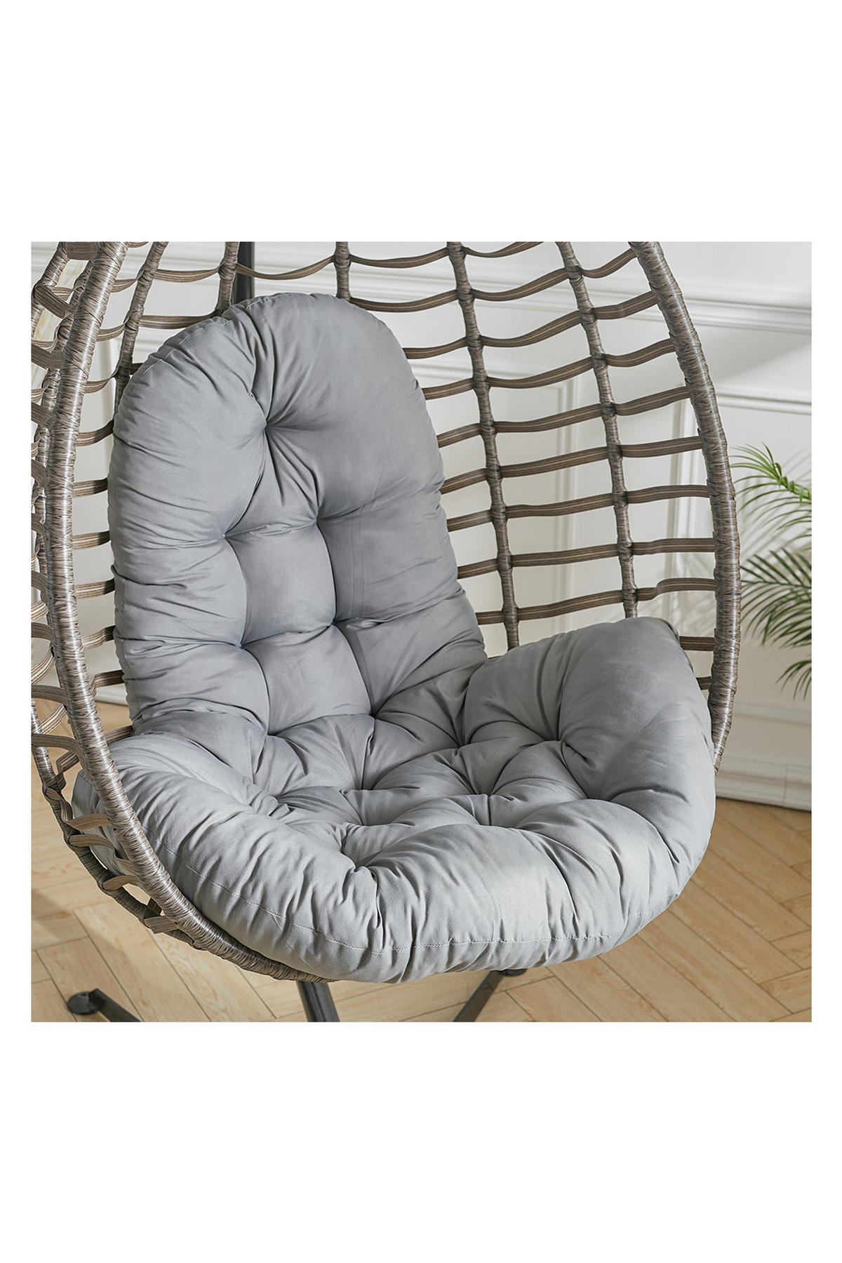 HÄNGESESSEL-KISSEN aus Polyester Baumwolle in Schwarz mit dicker Polsterung 95 * 55 cm - Grau, Textil (55/95cm) - Livingandhome