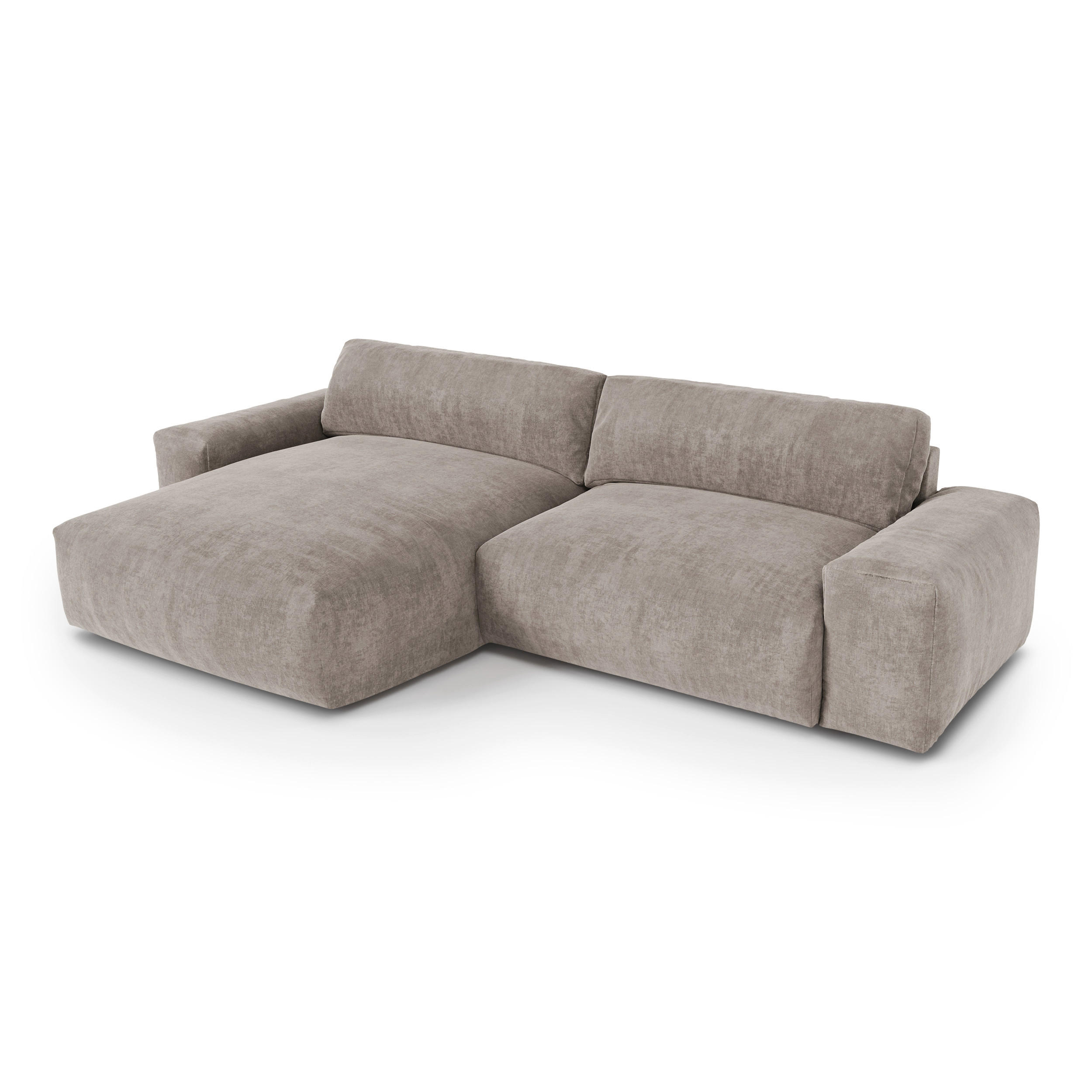 ECKSOFA LINKS Samt Taupe 310cm - Taupe, Textil (174/310cm) - Sia Home