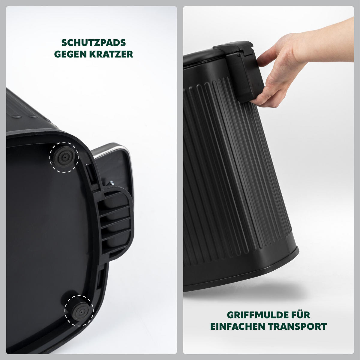 ABFALLEIMER 9 Liter, schwarz - Schwarz, Metall (20/37.5/27.5cm) - eluno