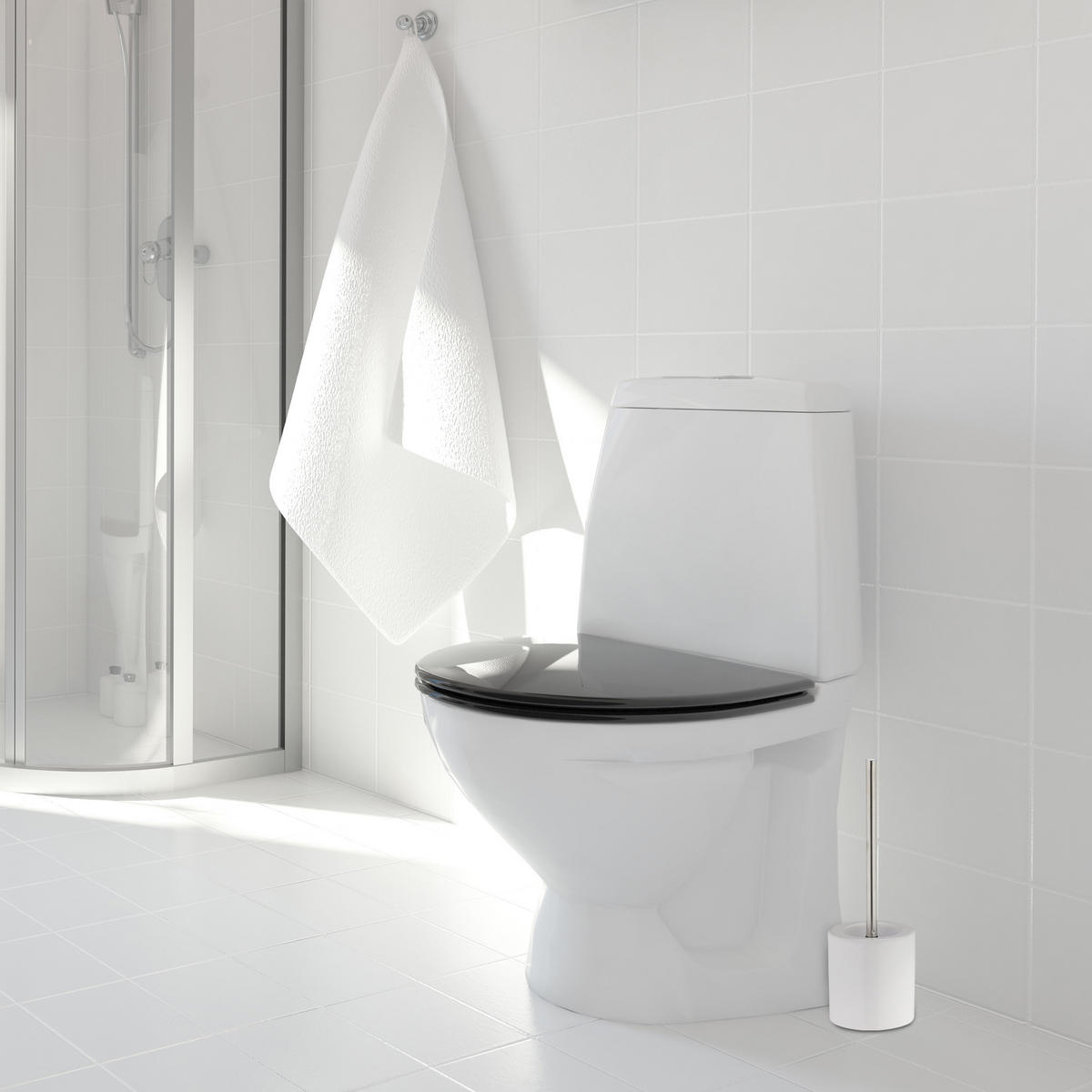 WC-GARNITUR - Weiß, Keramik/Kunststoff (12.5/38.5/12.5cm) - Relaxdays