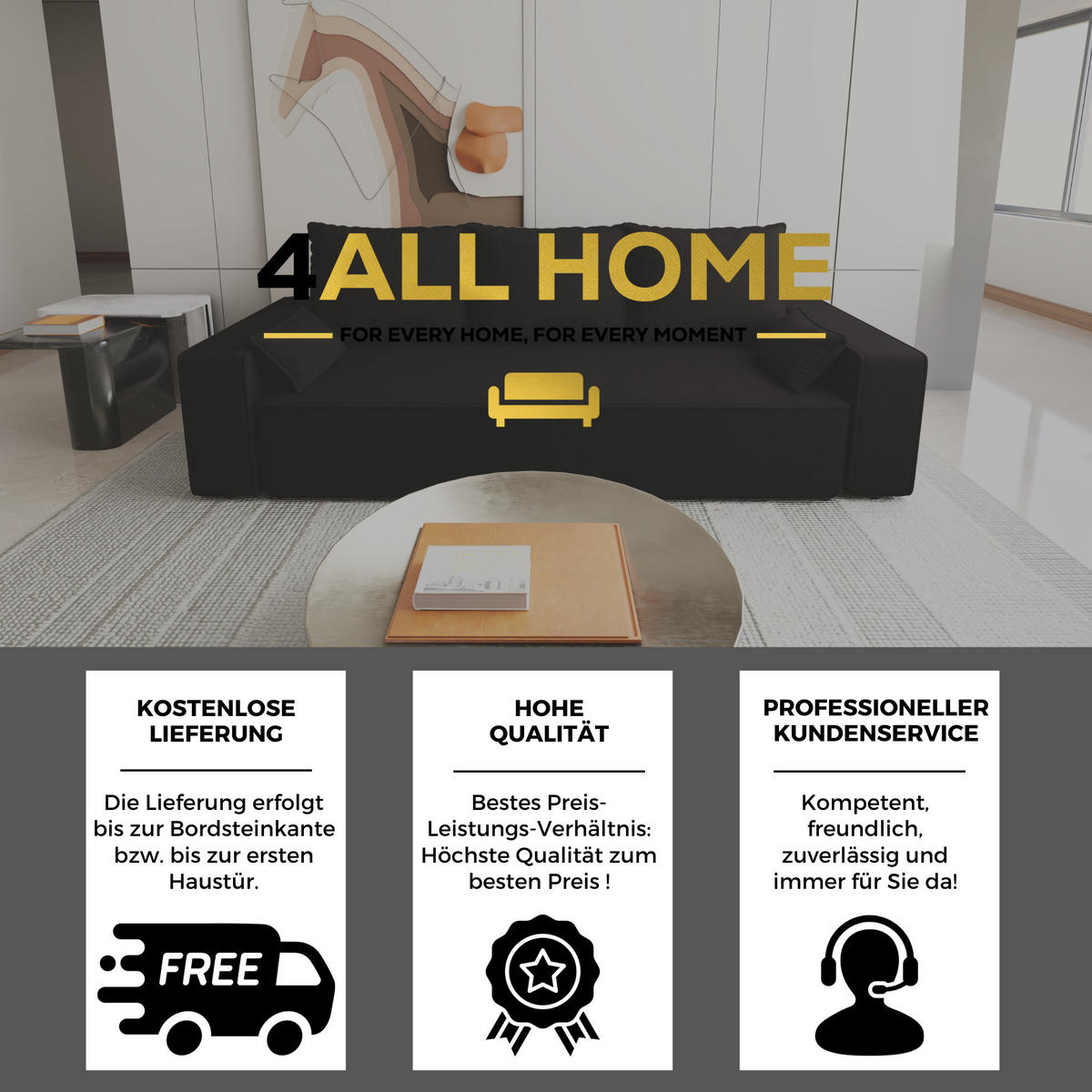 SOFA Veno mit Bettkasten und Schlaffunktion, Velourstoff - Schwarz, Holzwerkstoff (242/85/95cm)