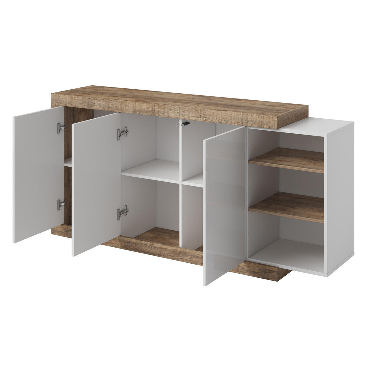 SIDEBOARD SINFONIA 180/86/40 cm mit 3 Türen Eichefarben - Eichefarben/Weiß, Holzwerkstoff (180/86/40cm) - MASSENO