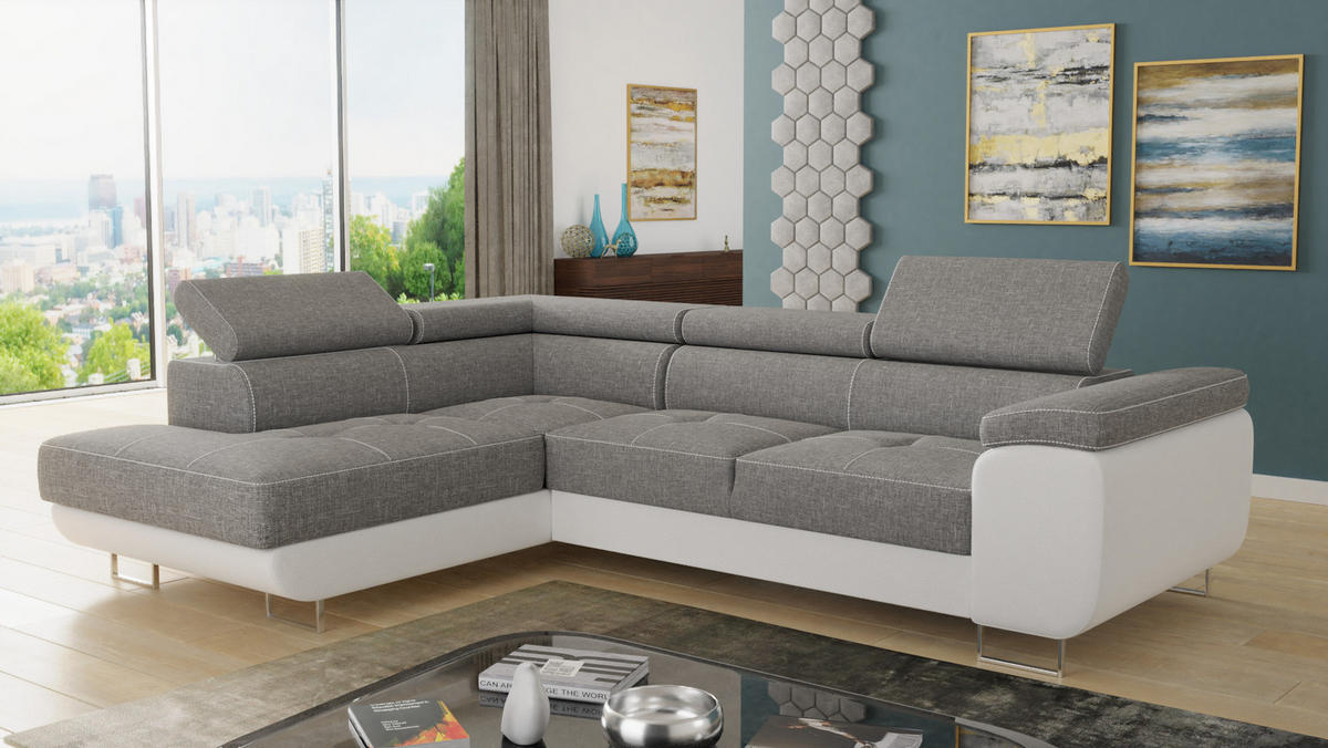 ECKSOFA Caris, Seite: Links - Weiß, Holz/Textil (273/203cm) - Sofnet