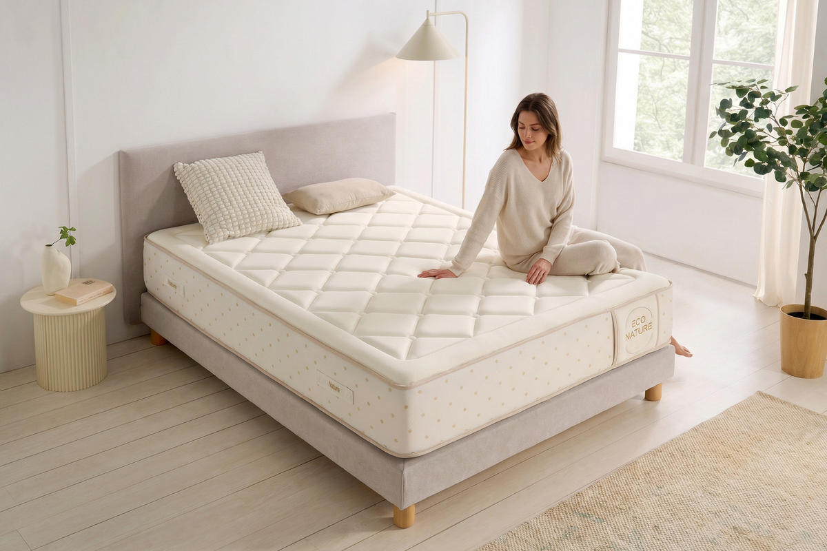 MATRATZE Eco Nature Spring - 160X200 cm- Härtegrad H3/H4 - Beige, Textil (160/200cm) - Moonia