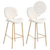 BARSTÜHLEN 2er-Set Hellbraun/Weiß Luana - Hellbraun/Weiß, Textil (52/116/48cm) - Beliani