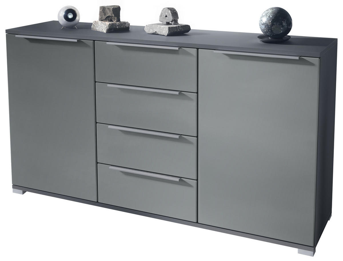 SIDEBOARD Linio Graphit Seidenmatt - Graphitfarben, Holzwerkstoff (138.5/75.5/35cm) - Vladon