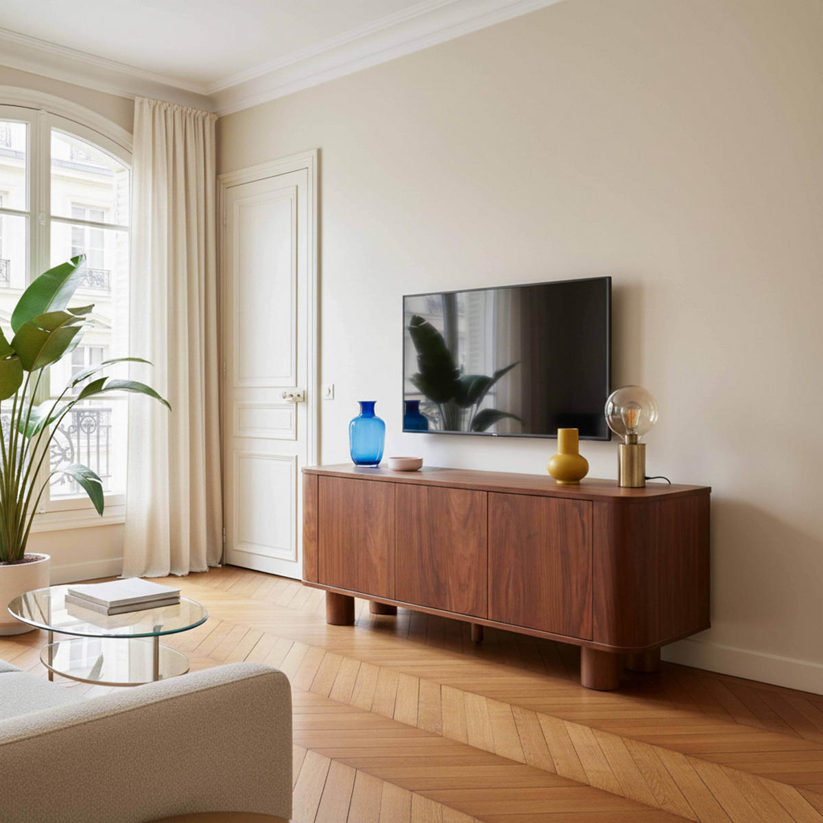 TV-SCHRANK 120 cm, dunkles Holz - Braun, Holz (40/50/120cm) - Oviala