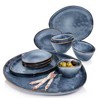 SERVIERPLATTEN SET DARWIN - 11 teilig aus Steingut - Blau, Keramik (16.5/32/38cm) - Sänger
