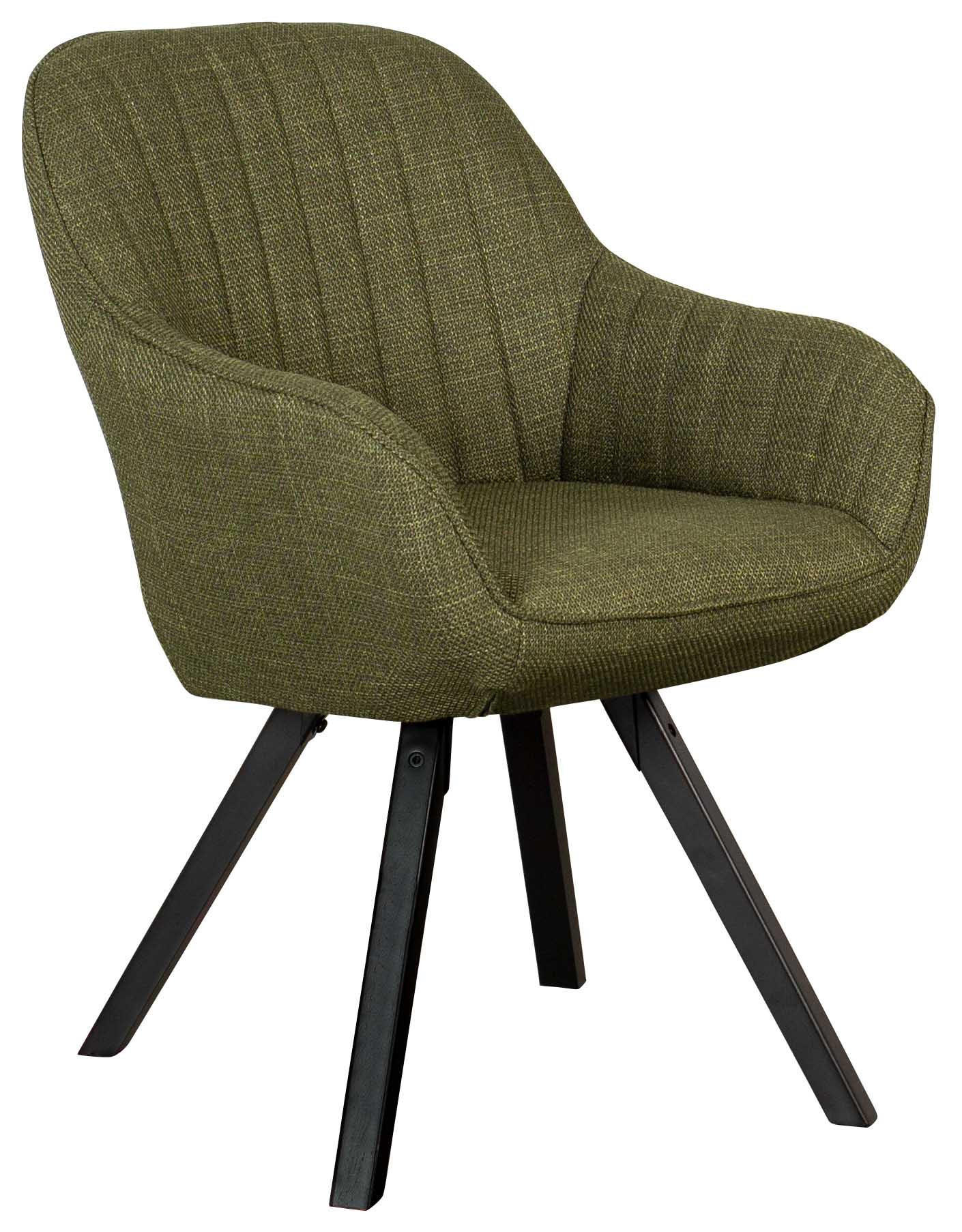 ESSZIMMERSTUHL Matera drehbar 59/84/61 cm - Schwarz/Olivgrün, Textil/Metall (59/84/61cm) - Mr. Deko