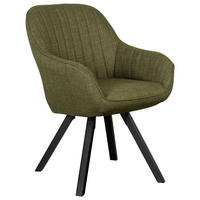 ESSZIMMERSTUHL Matera drehbar 59/84/61 cm - Schwarz/Olivgrün, Textil/Metall (59/84/61cm) - Mr. Deko