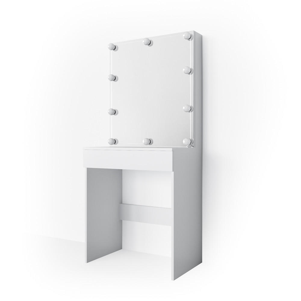 SCHMINKTISCH Melle Weiß 68 cm mit LED Beleuchtung - Weiß, Holzwerkstoff (68/155/42cm) - Vicco