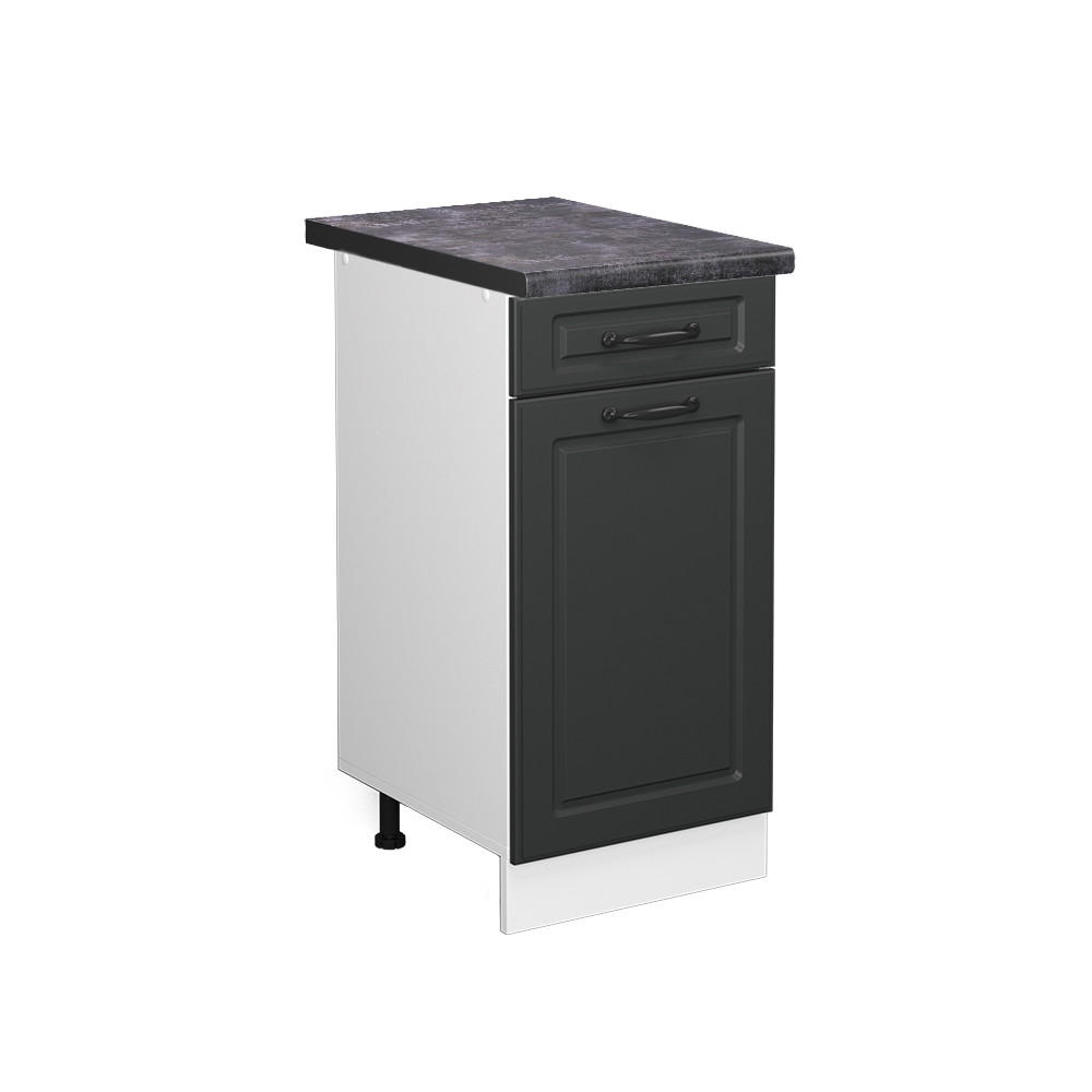 KÜCHENUNTERSCHRANK R-Line Anthrazit Landhaus 40 cm, AP Anthrazit - Anthrazit/Weiß, Holzwerkstoff (40/81.6/60cm) - Vicco