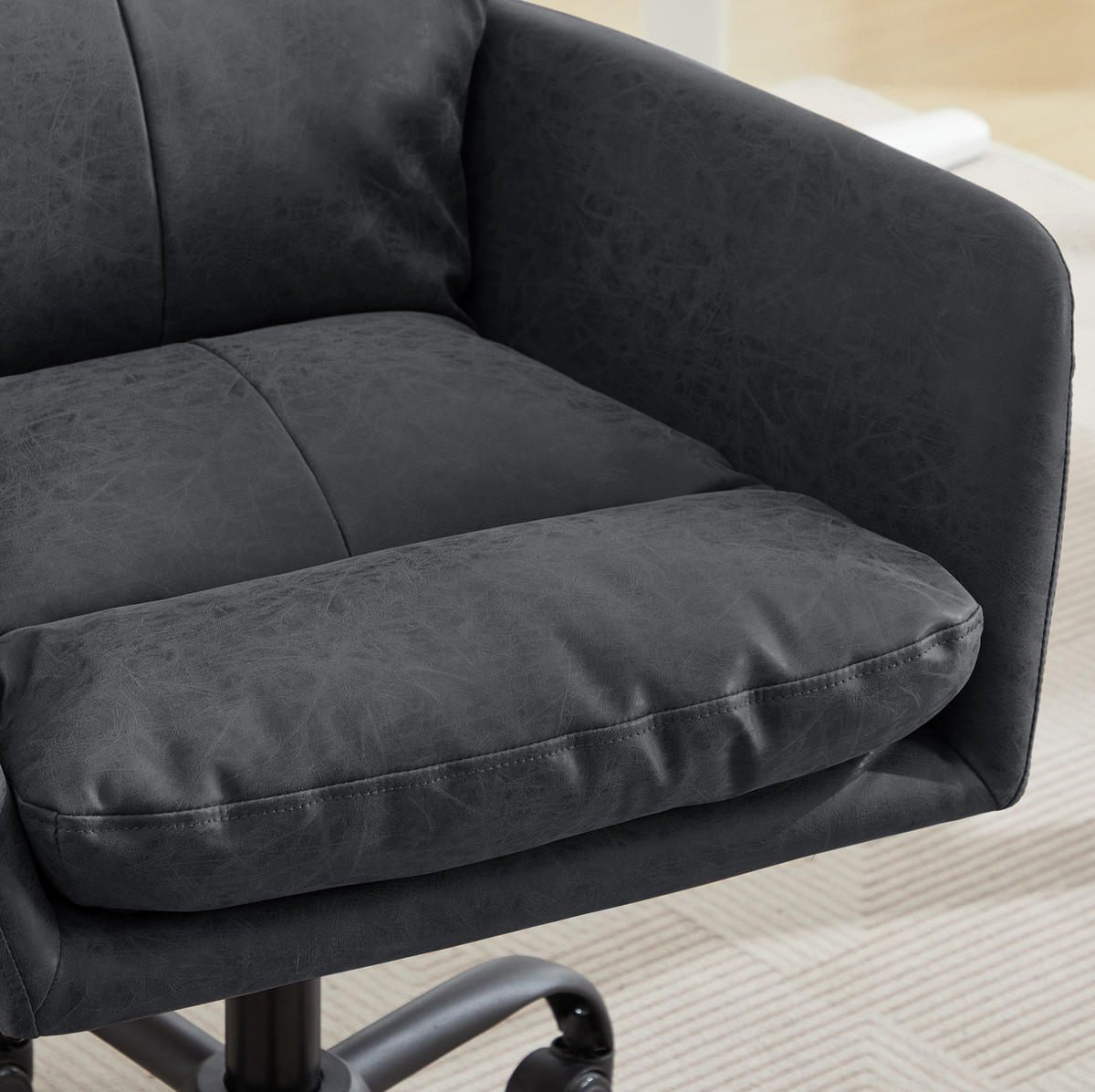 BÜROSTUHL höhenverstellbar PU Black - Schwarz, Kunststoff (60.5/102/71.58cm) - Meubliv