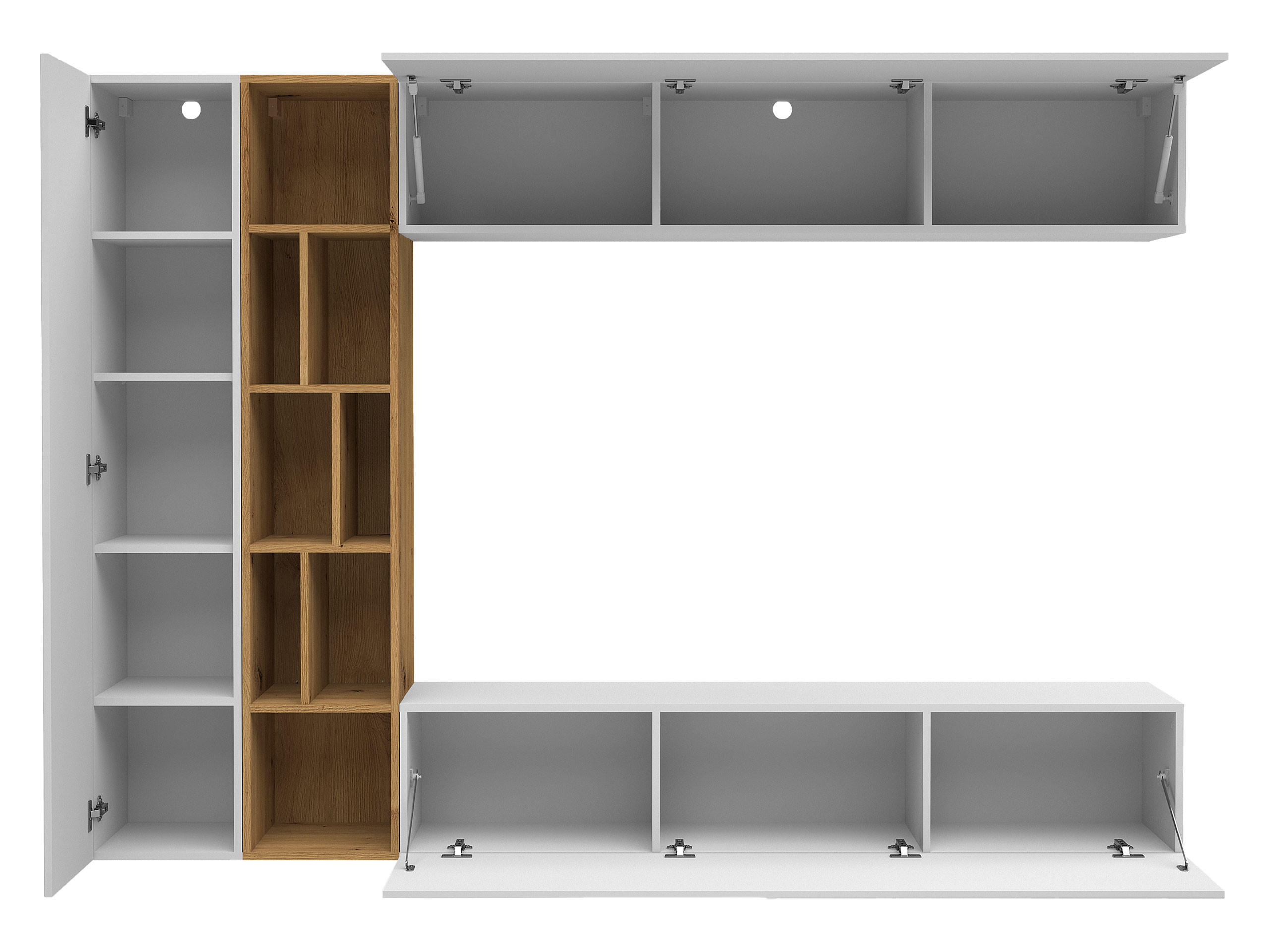 Mirjan24 Wohnwand Weiß, Beige 224x160x33 cm