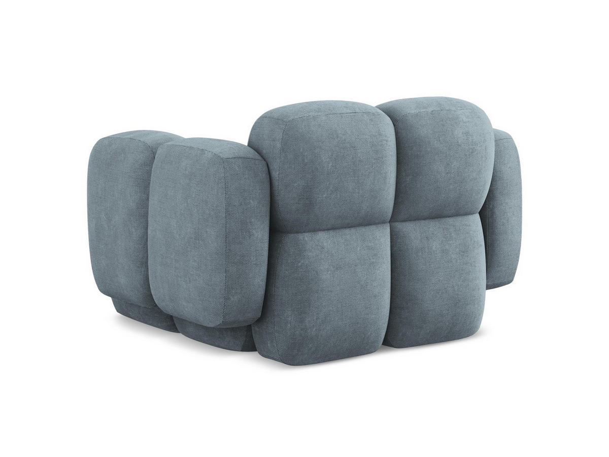 SESSEL Chenille Stoff Blau - Pastellblau/Schwarz, Holzwerkstoff/Kunststoff (120/72/115cm) - Makamii