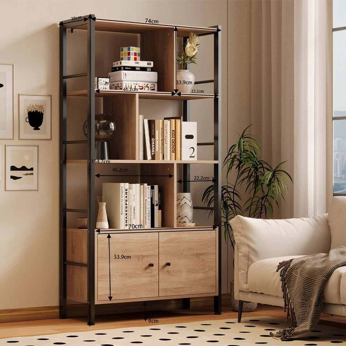 BÜCHERREGAL, braun, 30/74/155 cm - Braun, Holzwerkstoff (73/155/30cm)