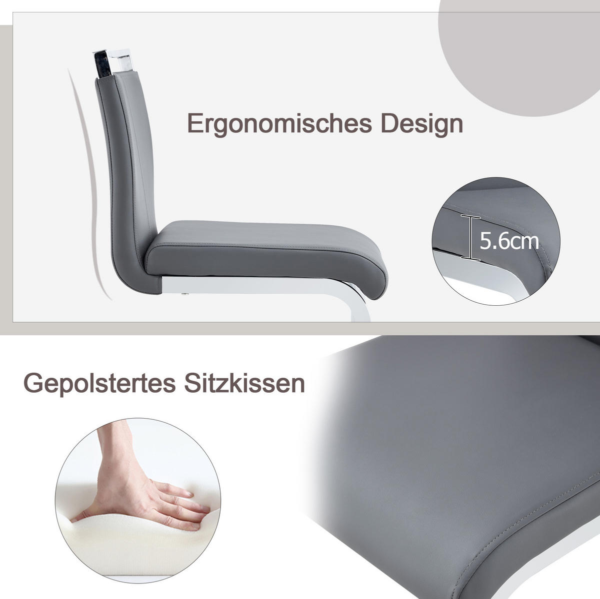 BARHOCKER 2er-Set Dunkelgrau mit PU-Bezug und Metallgestell - Dunkelgrau, Metall (46.5/96.5/38.9cm) - MIVRAY