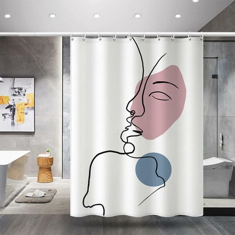 DUSCHVORHANG Polyester schimmelresistent maschinenwaschbar mit Haken rostfrei - Weiß, Textil (180/200cm) - MCBOSON