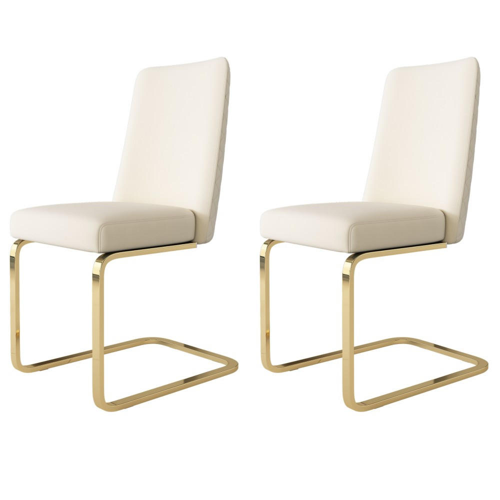 SCHWINGSTUHL 2-er Set Freischwinger,Esszimmerstuhl mit goldenen Stuhlbeinen,Samt,Beige - Beige, Metall (45/88/42cm) - LVHOM