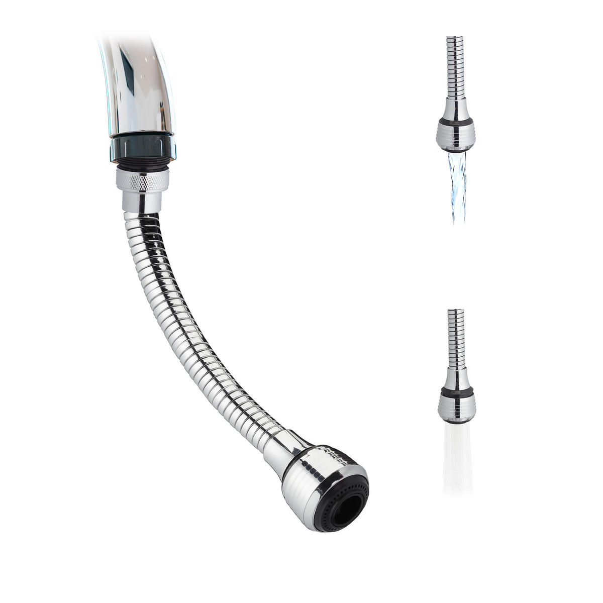 ROZŠÍRENIE kohútika - strieborná, kov/plast (3.5/30/3.5cm) - Relaxdays