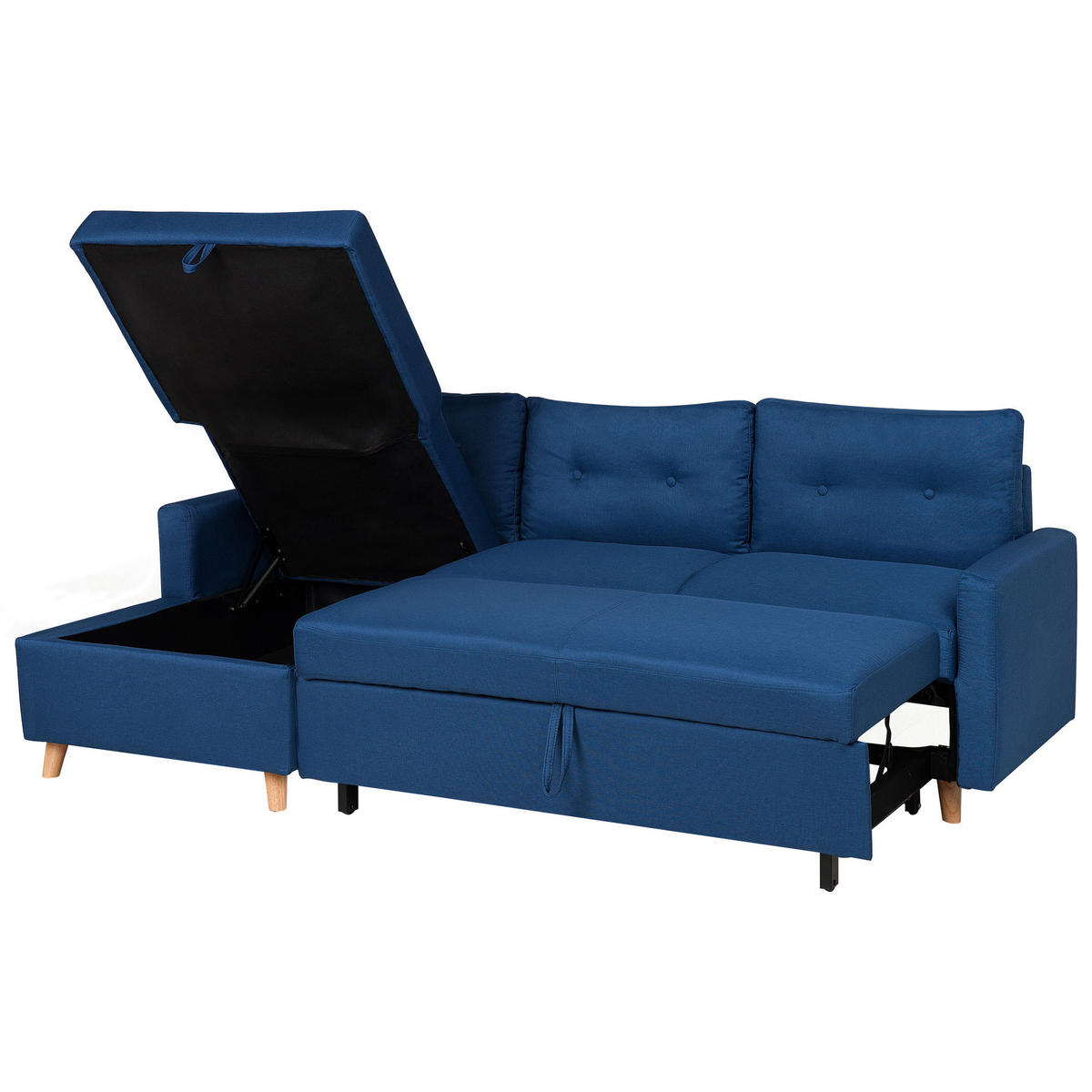 ECKSOFA Polsterbezug Marineblau linksseitig Flakk - Hellblau, Textil (232/147cm) - Beliani