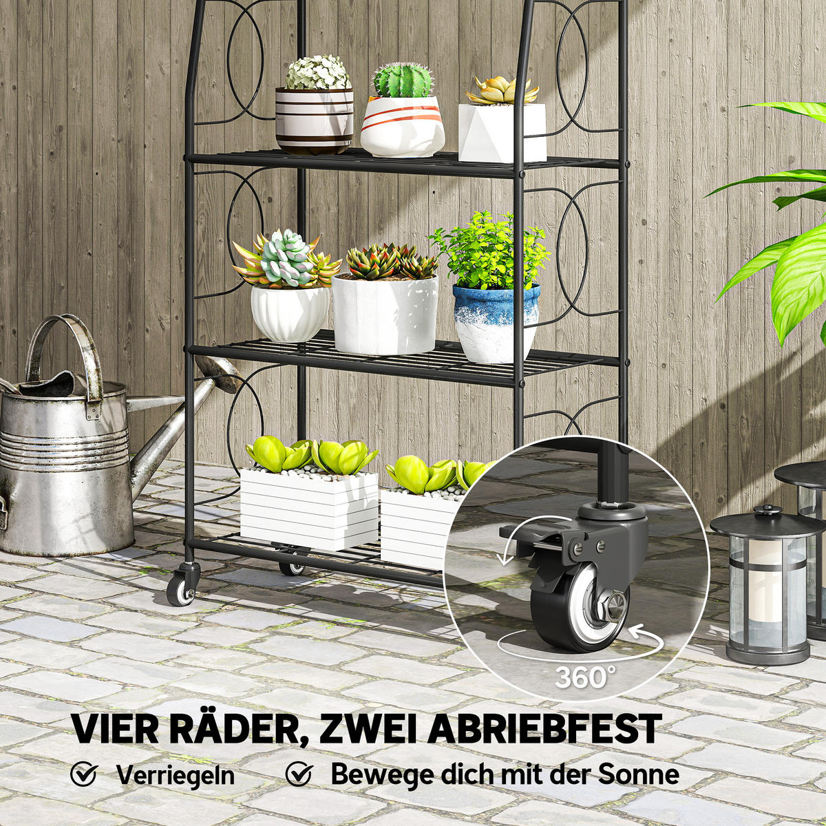 PFLANZENREGAL mit 4 Ebenen aus Metall Schwarz - Schwarz, Metall (29/114/67cm) - Outsunny