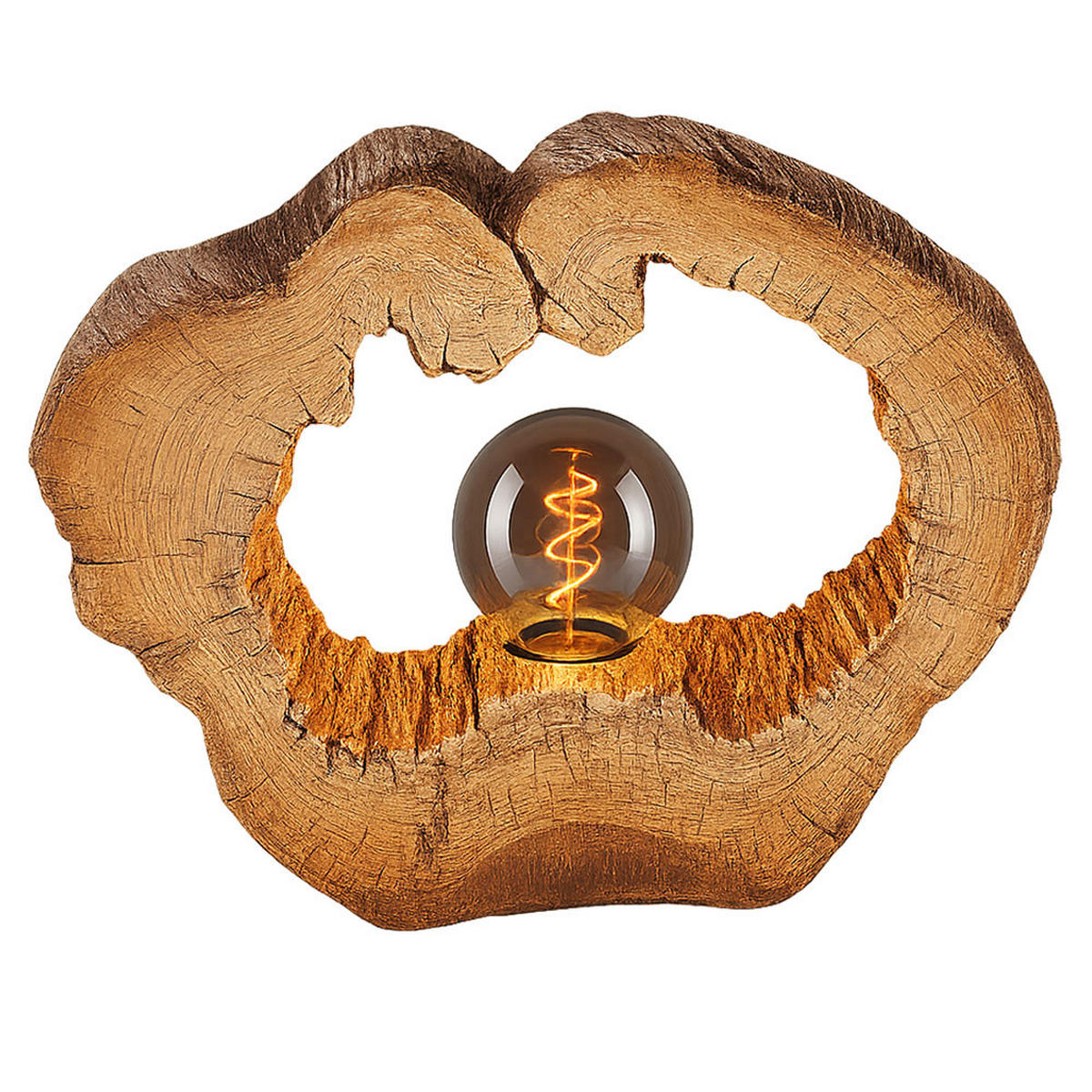 LED TISCHLEUCHTE VINZENZ Braun Holzoptik - Braun, Kunststoff (30.5/8.5/25.5cm) - Globo Lighting