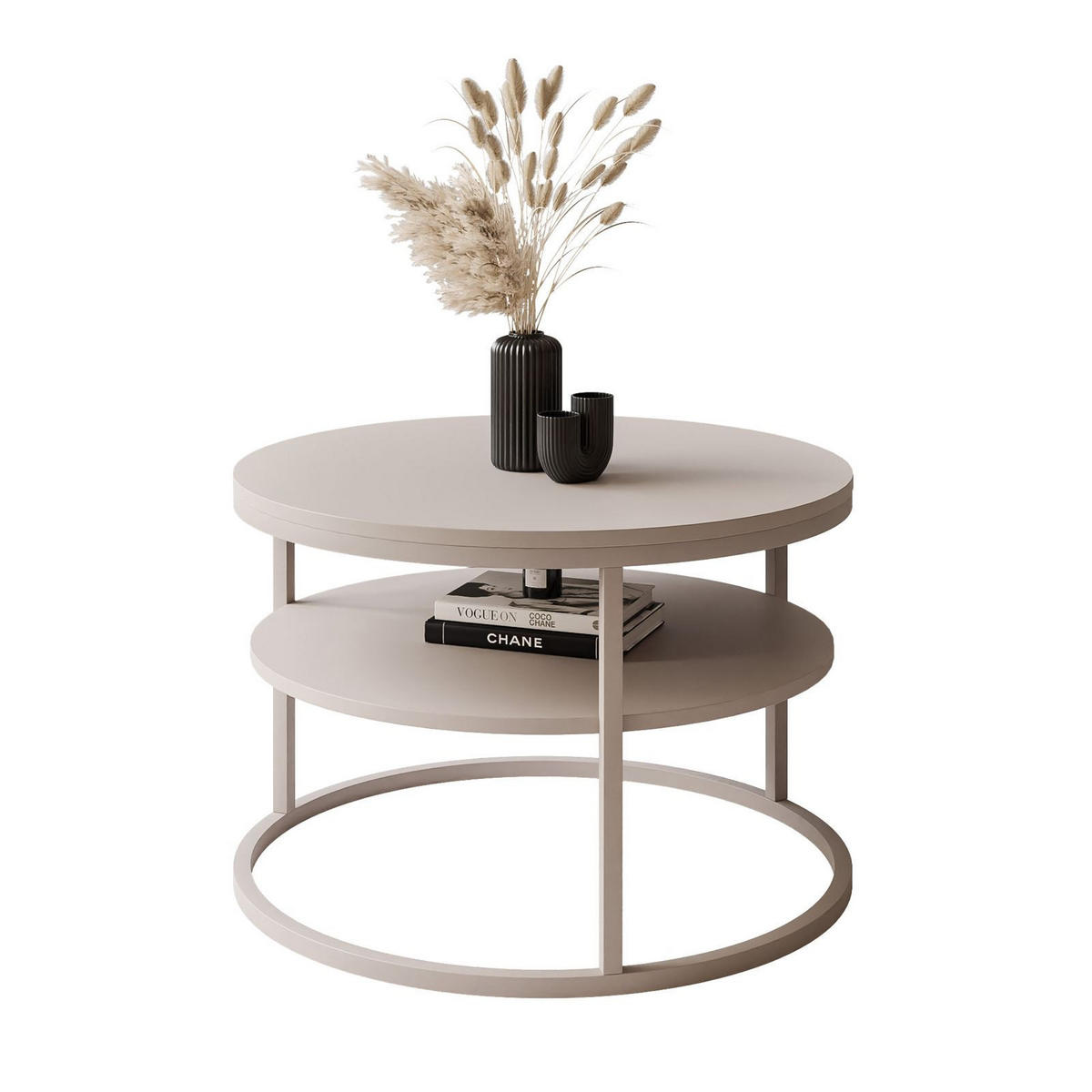 COUCHTISCH CIRI SLIM MATT mit Regal KASCHMIR - Beige, Holzwerkstoff (60/60/42cm) - Lookway