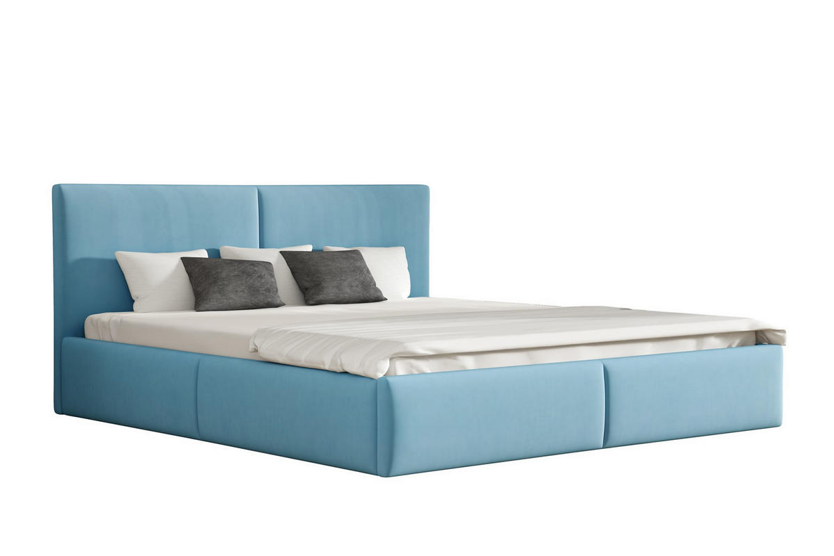 POLSTERBETT Bergen Magic Velvet - Hellblau, Holzwerkstoff/Textil (120/200cm) - Fun Möbel