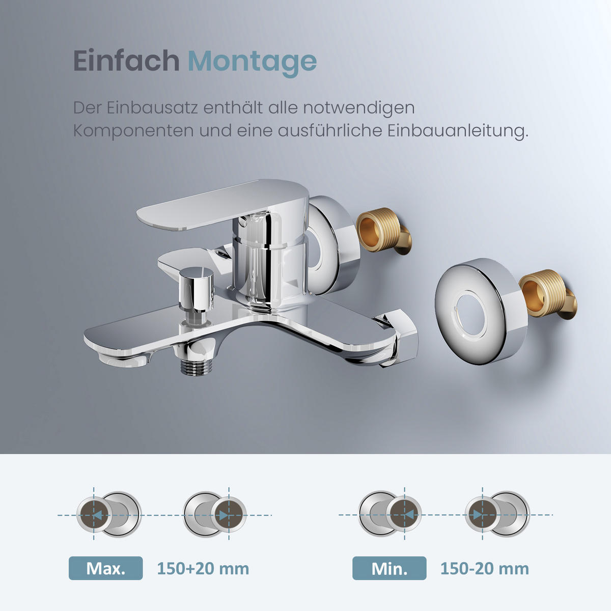 DUSCHARMATUR Chrom 21,2/18,3 cm - Chromfarben, Metall (18/11/21cm) - EMKE