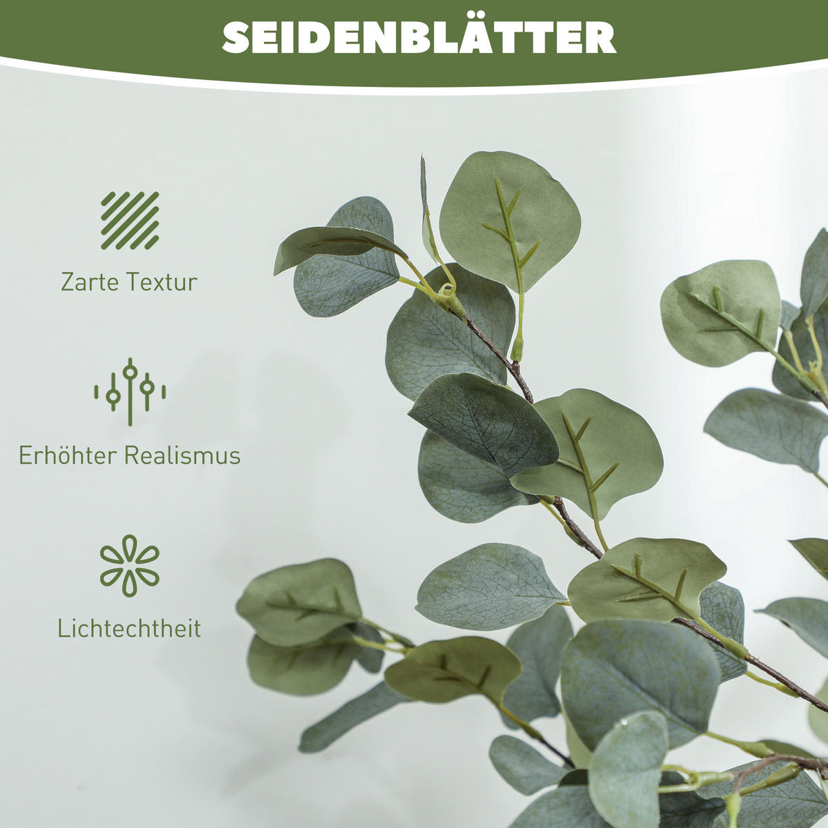 KÜNSTLICHER Eucalyptus Baum groß 150 cm - Grün, Kunststoff (150cm) - HOMCOM