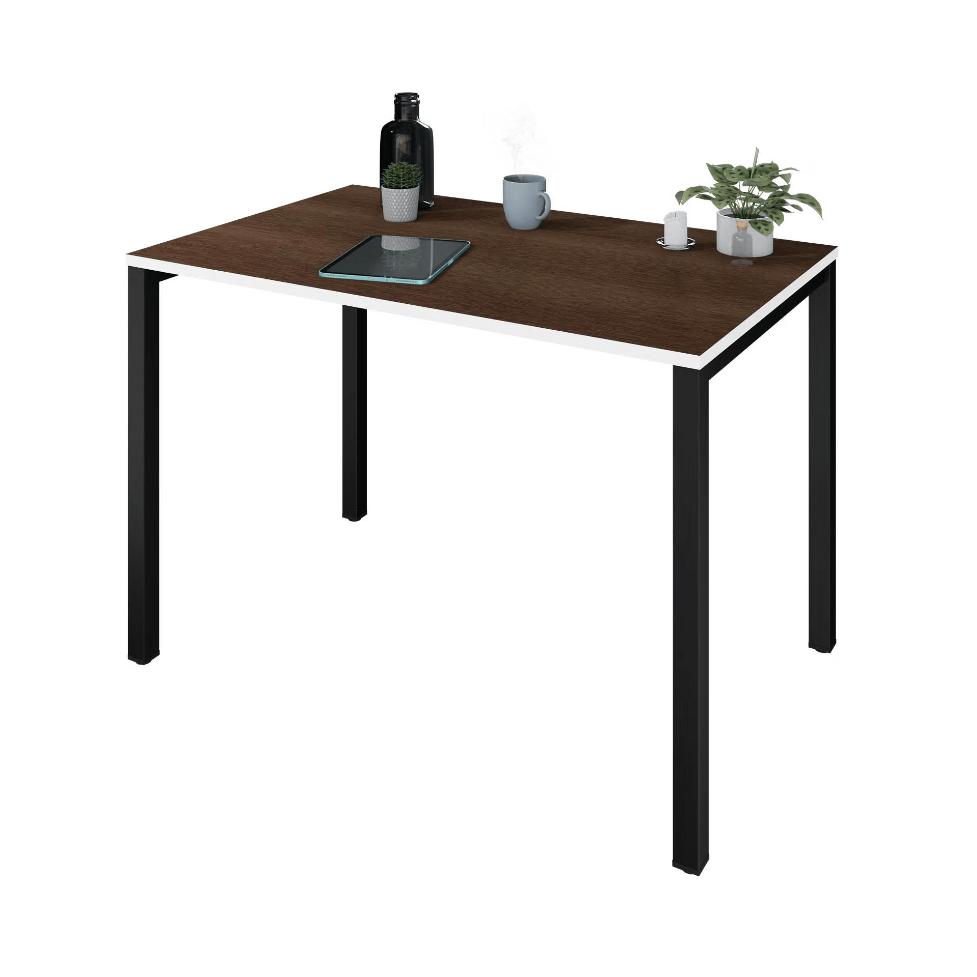 SCHREIBTISCH Coeu 110x70 cm – Weiß mit Eiche Weiß Dekor - Schwarz, Holzwerkstoff (70/110/74cm) - Letti Moderni