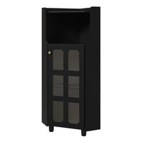 KÜCHENSCHRANK MIT LED 63,5/124/63,5 cm, MDF, Schwarz, APP-GESTEUERTE BELEUCHTUNG, platzsparende Eckkommode für Badezimmer - Schwarz, Holzwerkstoff (63.5/124/63.5cm) - Rolipo