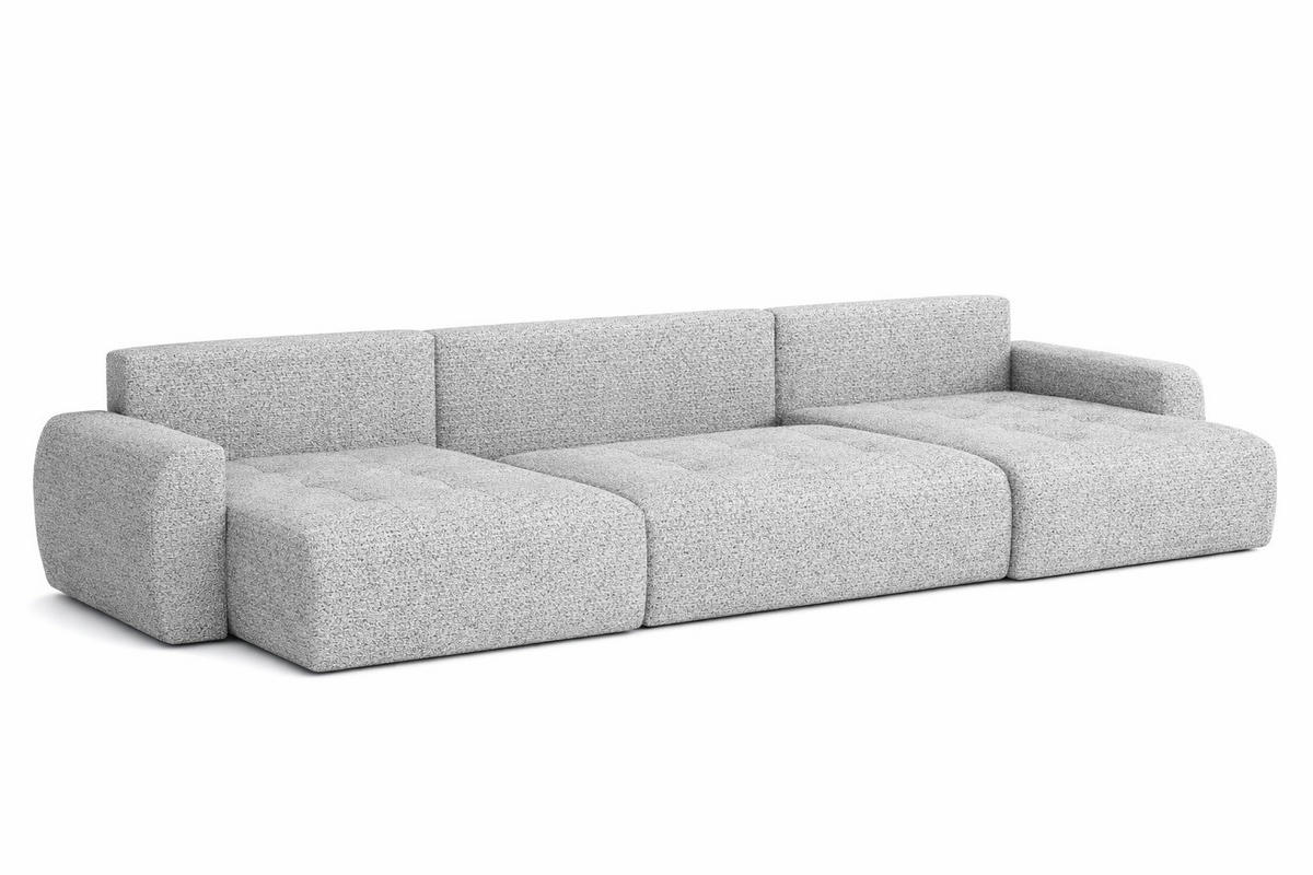 ECKSOFA Mit Schlaffunktion Und Bettkasten U-Form Ivo U, Chenillestoff Artico, Cement - Hellgrau, Holz (342/142cm) - Kaiser Möbel
