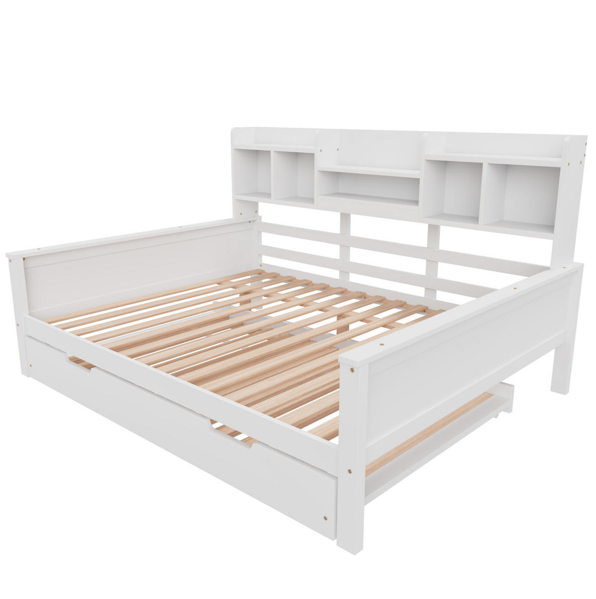 MULTIFUNKTIONSBETT 140/200 cm mit Ausziehbett, Stauraum und Lattenrost aus Kiefern , Weiß - Weiß, Holzwerkstoff (140/200cm) - Redom