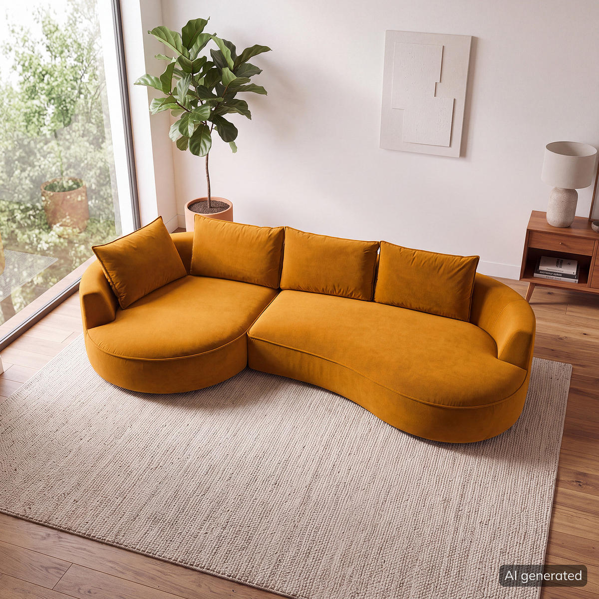 BIGSOFA - Gelb/Orange, Naturmaterialien/Kunststoff (322/82/154cm) - home24