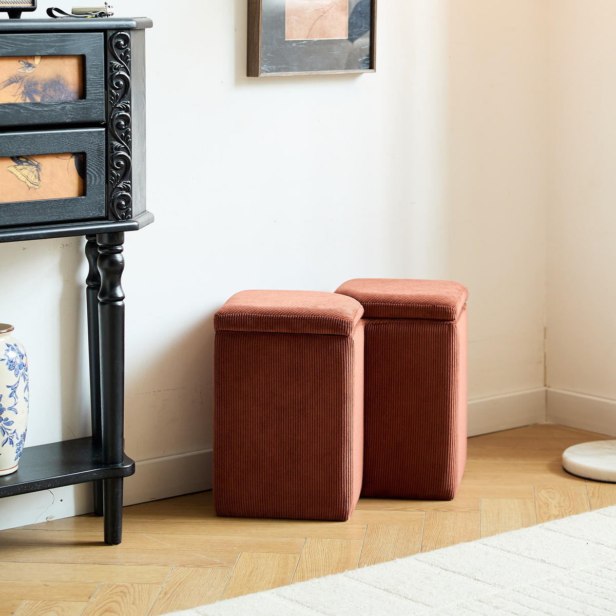 POUF Kord Terrakotta - Rot, Textil (60/38/35cm) - Nordlys