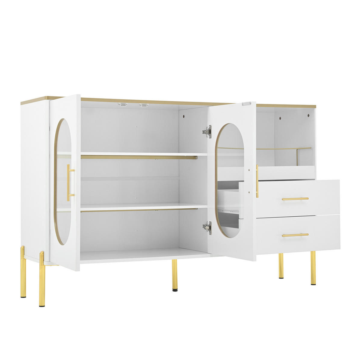 SIDEBOARD 140/38/90 cm Weiß aus MDF mit 2 Schubladen - Weiß, Holzwerkstoff (140/90/38cm) - OKWISH