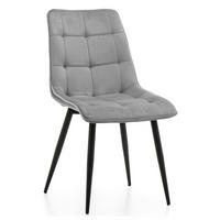 STUHL CHIC gespolsterter mit Steppung - hell grau - Samt Velours - Hellgrau/Schwarz, Metall (50/88/47cm) - NEW HOME