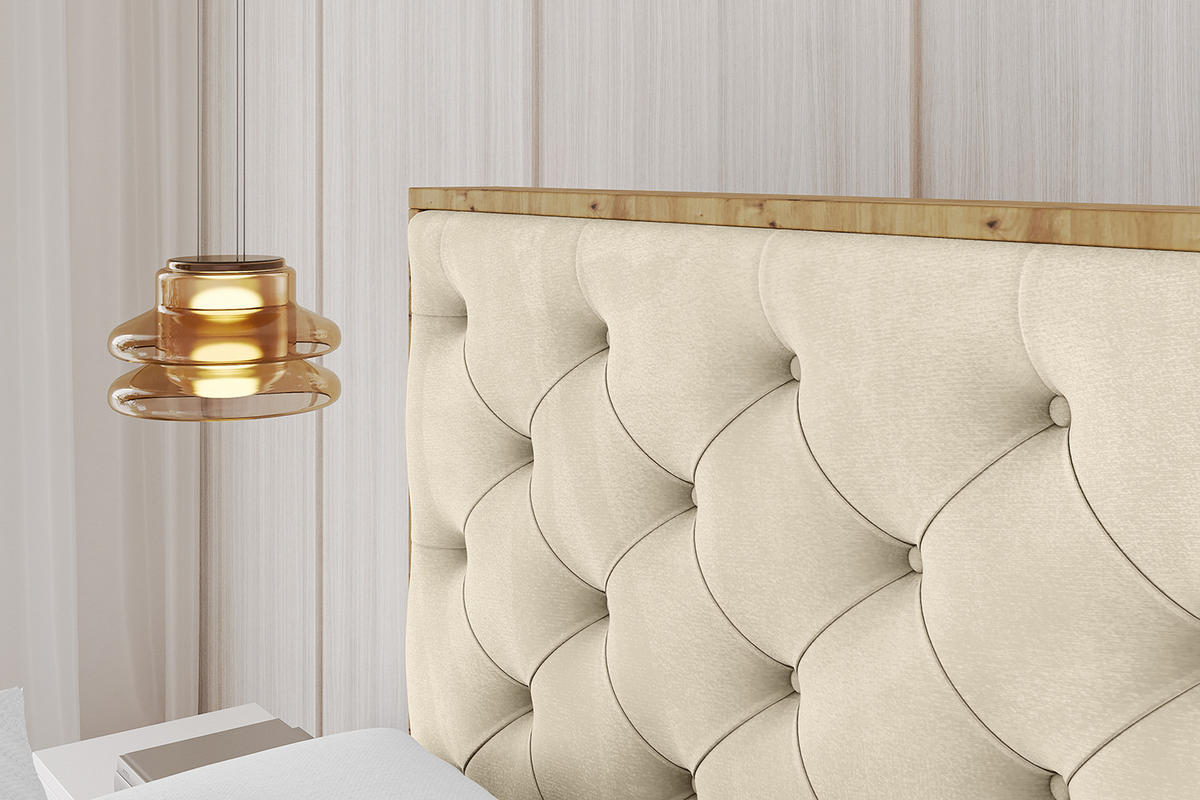 POLSTERBETT mit Bettkasten und Lattenrost, Boxbett ohne Matratze - ENZO3 120x200 Beige - Ecru, Holzwerkstoff/Textil (120/200cm) - ALTDECOR