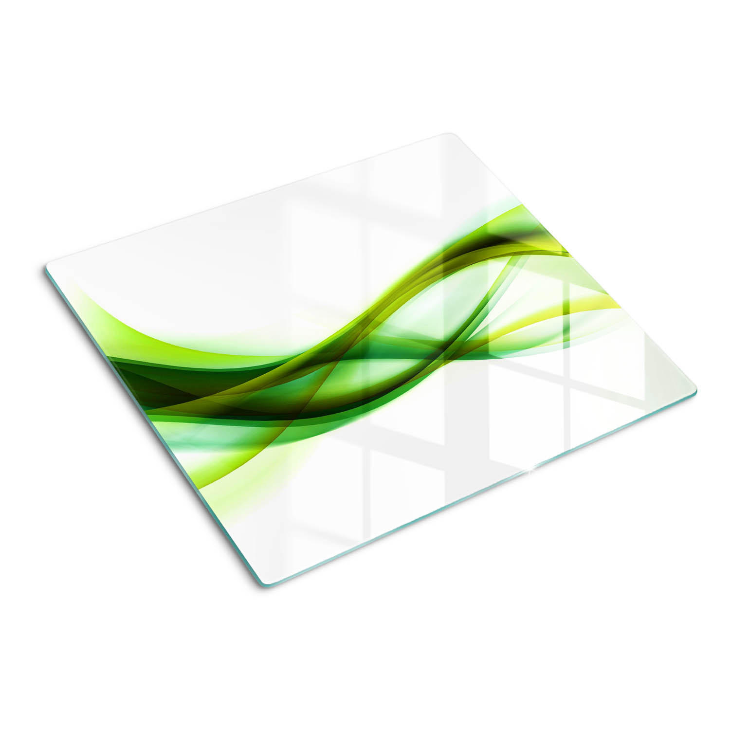 GLASPLATTE 60x52 cm Abstrakte Wellen - Grün, Glas (60/0.4/52cm) - TULUP