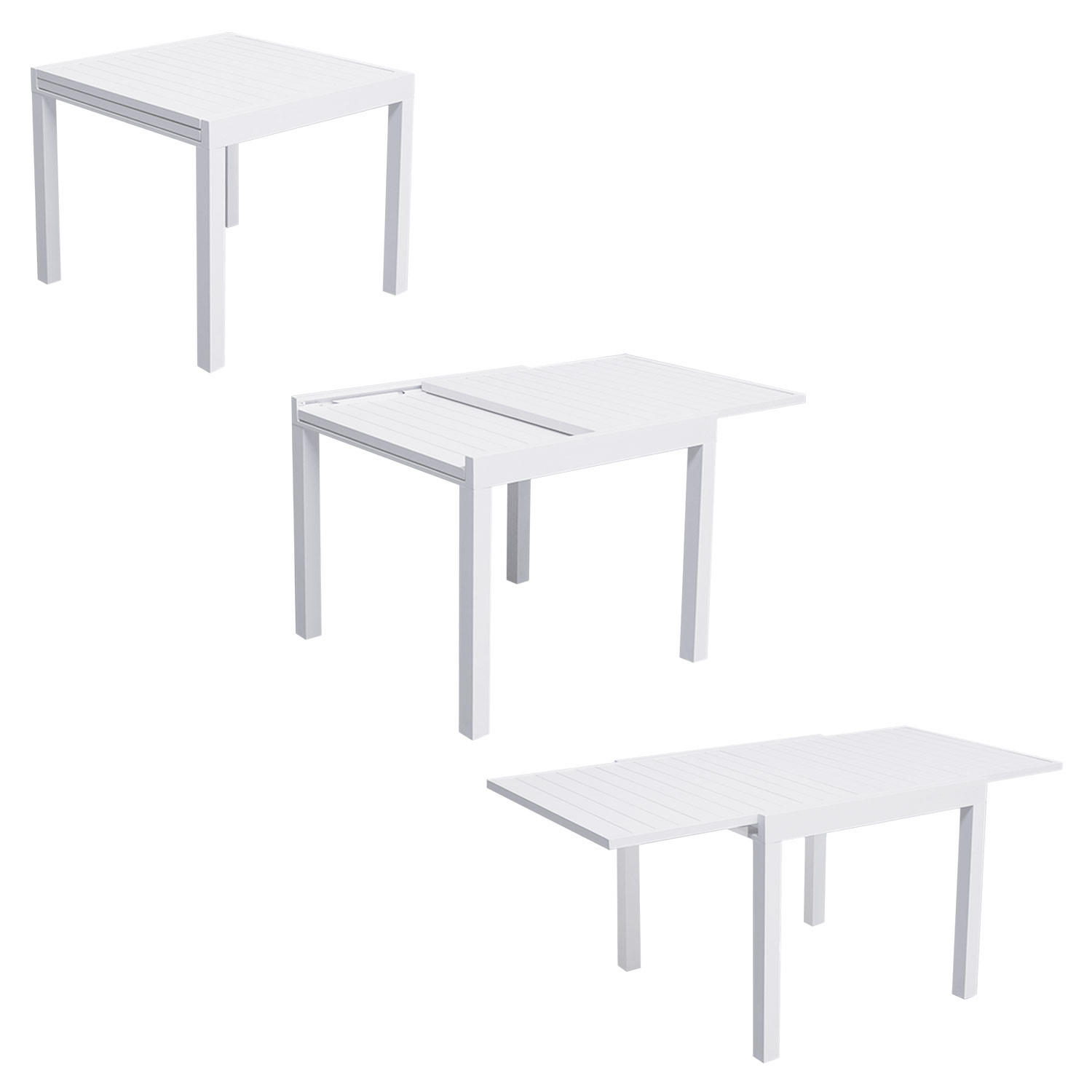 GARTENMÖBEL Venezia Grau und weiß 90/180 cm 8 Plätze - Weiß, Metall - Happy Garden