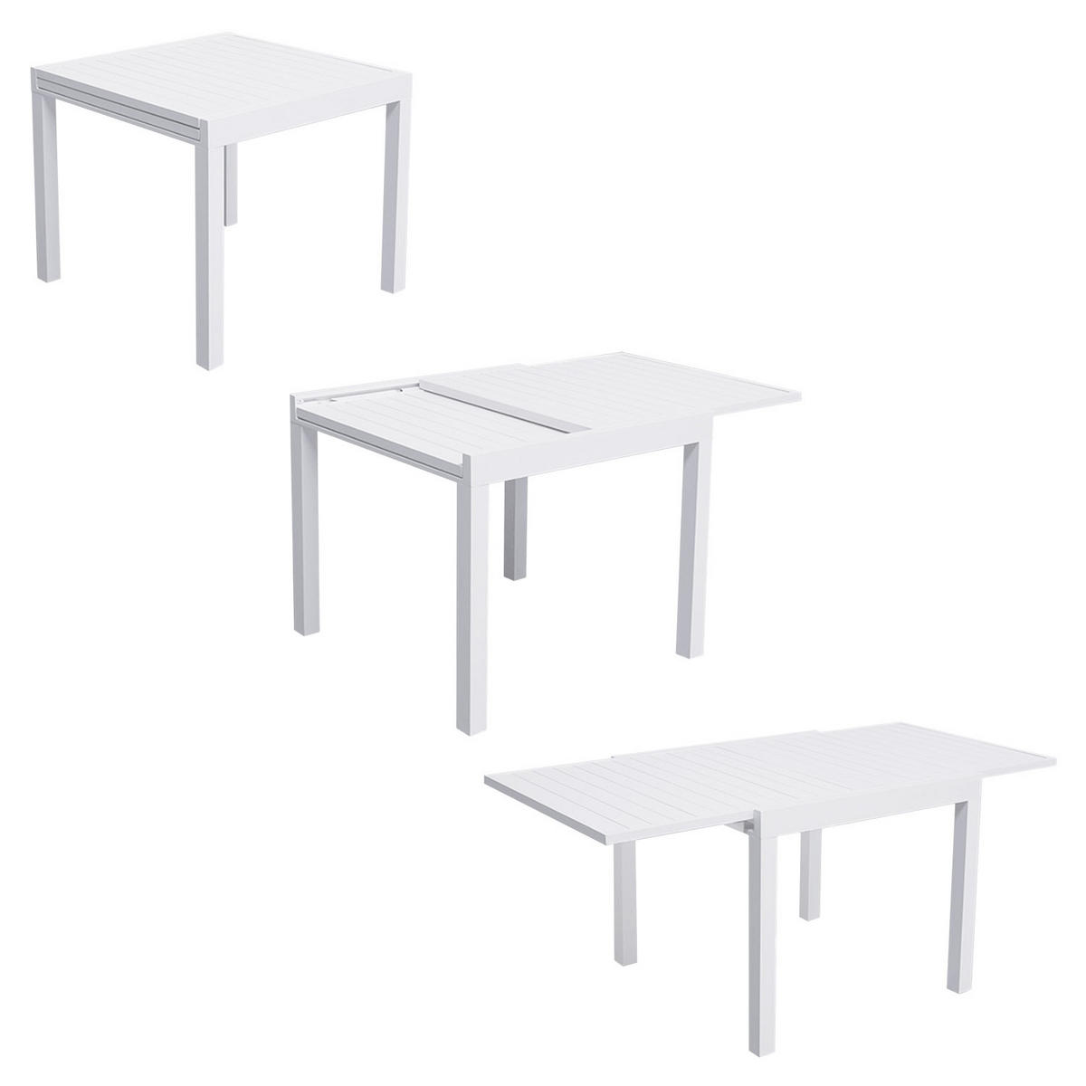 GARTENMÖBEL Venezia Grau und weiß 90/180 cm 8 Plätze - Weiß, Metall - Happy Garden